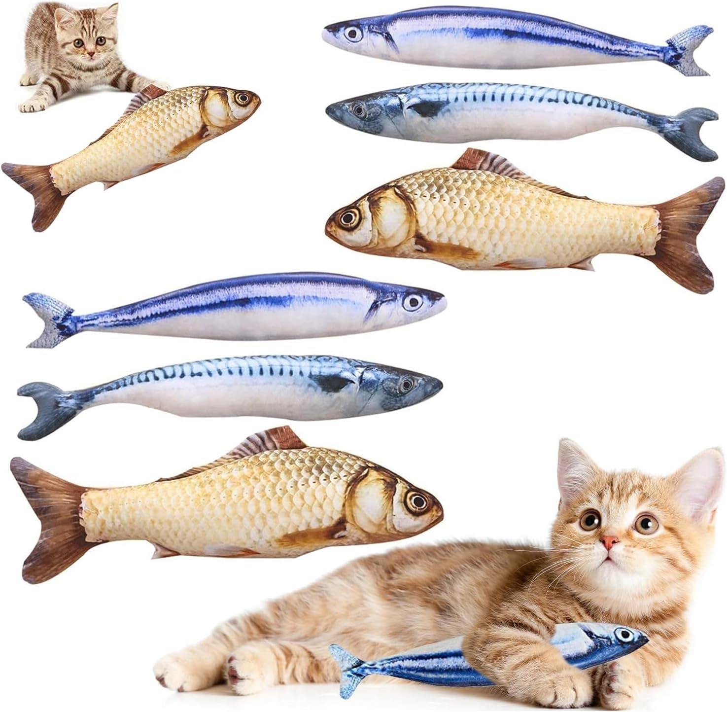Mumoo Bear Cat Toys - 6 Pack Catnip Fish Toys for Cats, 20Cm Soft Catnip Toy Interactive Plush for Indoor Cat Toys Scratch Chewing Teeth Grinding Pet Pillows for Cats and Kittens image number 4