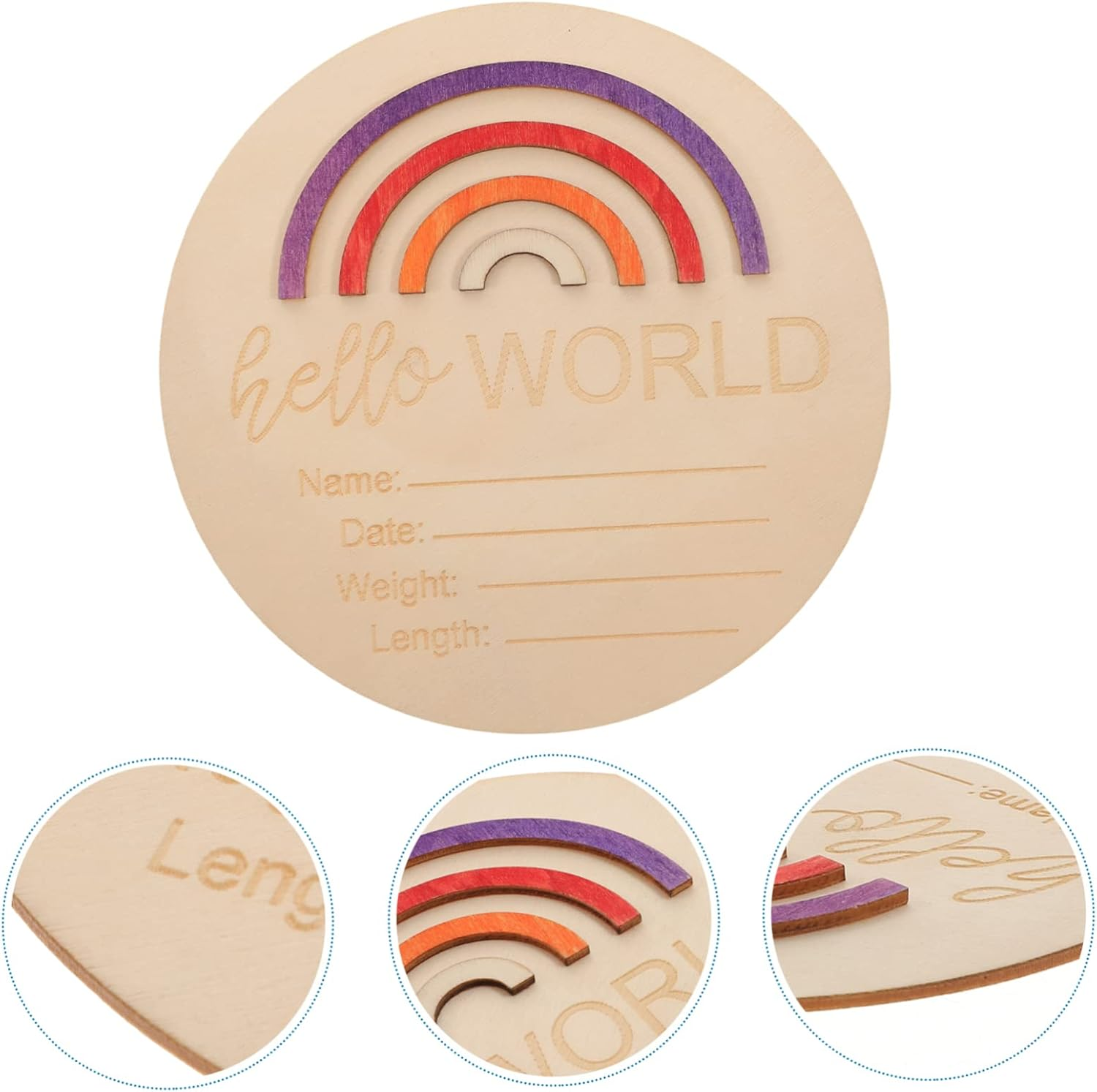 Generic Wooden Monthly Card Progress Circles Name Sign for Nursery Months Sign Announcement Board for Newborn image number 6