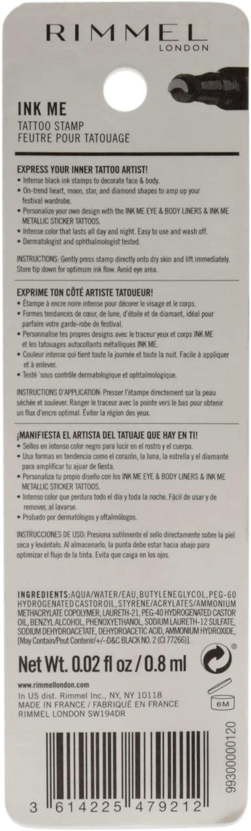 Rimmel London Ink Me Tatto Stamp Eyes and Body - 004 Black Moon Shape for Women 0.02 Oz Eyeliner image number 1