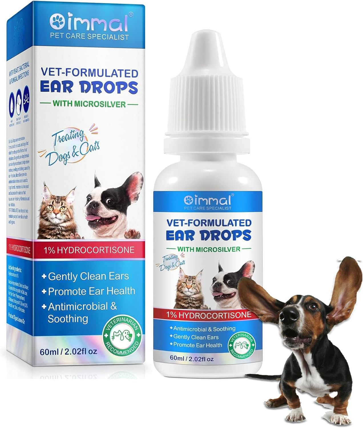 Dog Ear Infection Treatment, Cat & Dog Ear Cleaning Drops, with 1% Hydrocortisone for Dog Yeast Ear Infections, Dog Ear Cleaner Prevents Inflammation image number 2