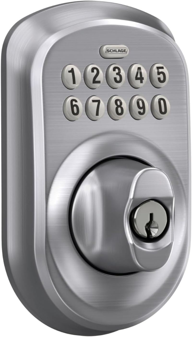 Schlage BE365 Plymouth Keypad Deadbolt, Satin Chrome image number 5