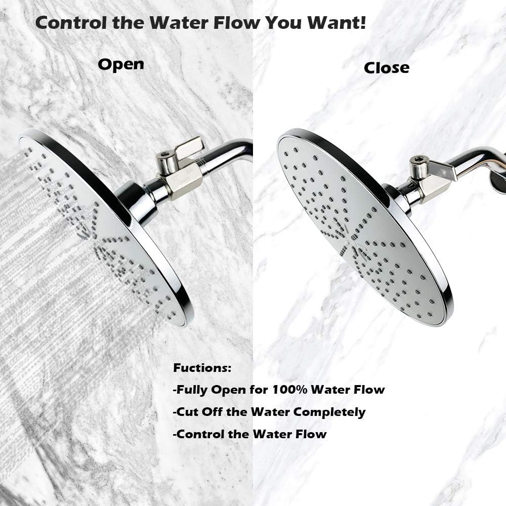 Showerhead Shut off Valve with Stainless Handle, 304 Stainless Steel Mini Ball Valve(1/2" Female X Male) NPT Thread, Water Flow Control Valve Regulator Chrome, Shower Head Flow Control Valve image number 3