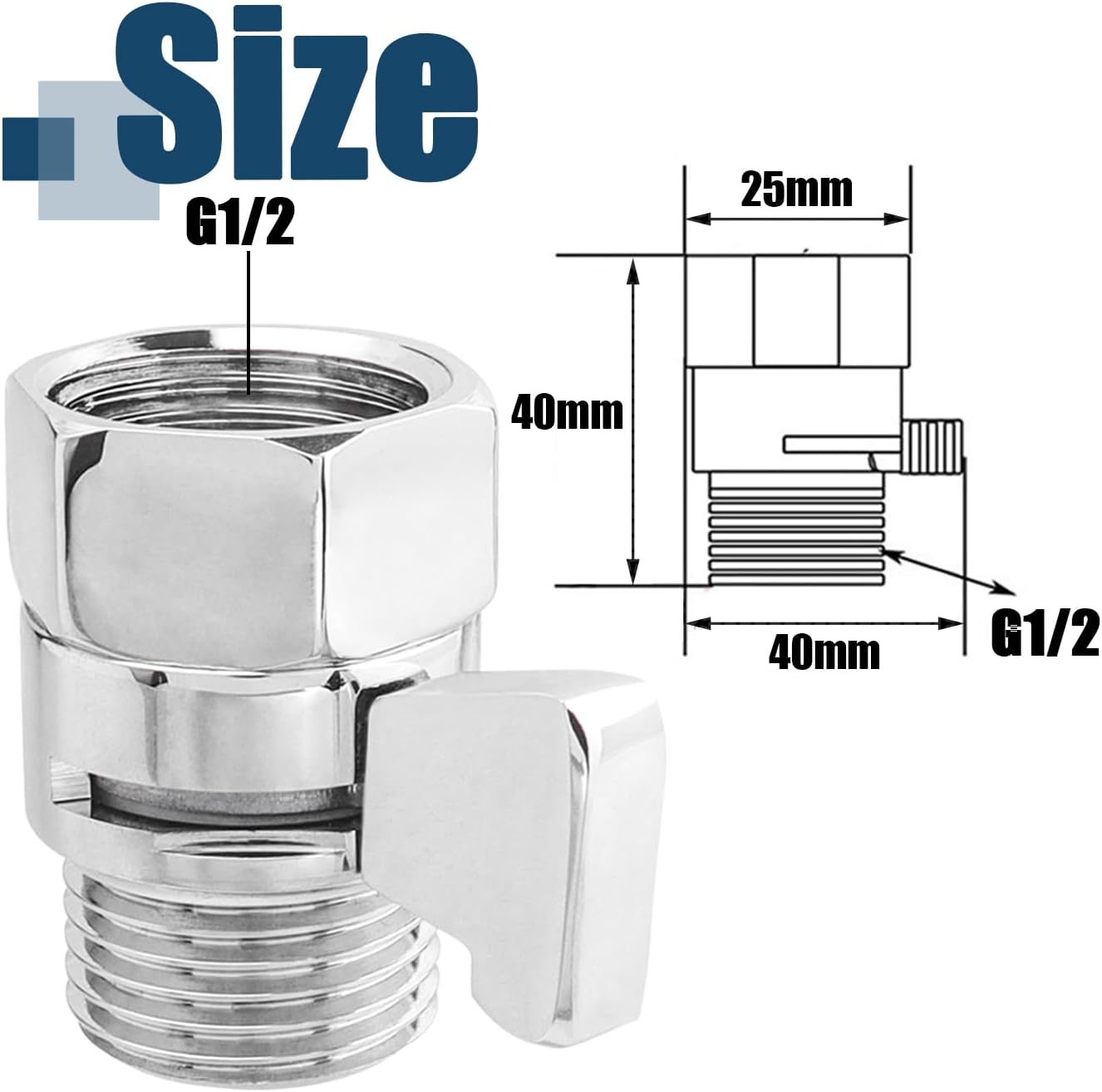 2 Pcs Shower Head Flow Control Valve Shut-Off Valve Water Flow Control Valve G1/2 Brass Pressure Reducer Water Volume Adjust Valves for Handheld Shower image number 5