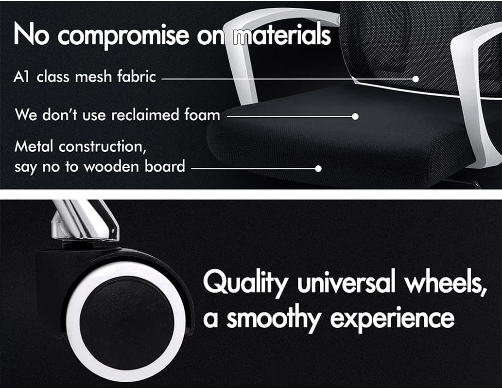 ALFORDSON Mesh Office Chair with Sgs-Approved Gas-Lift and 120&deg; Tilt, Mid Back Executive Computer Desk Chair, Fabric Seat Gaming Racing Chair, Max 180Kg Loading(Ford Black) image number 1