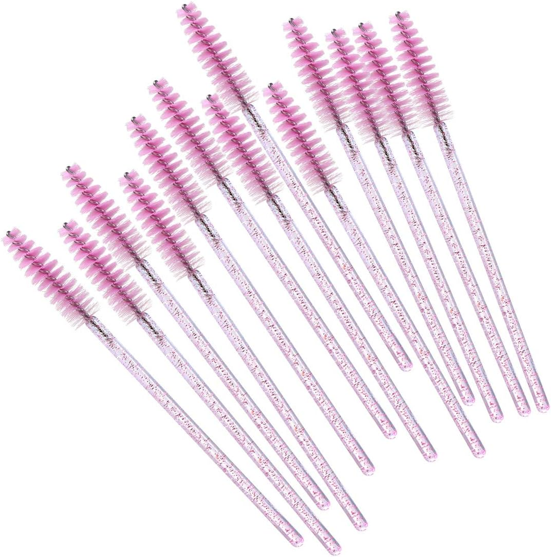 Elisel 100 PCS Disposable Mascara Brushes Crystal Eyelash Brushes Mascara Wands Applicator Eyelash Extensions Makeup Tools Eyebrow Brush (Pink) - Black image number 5
