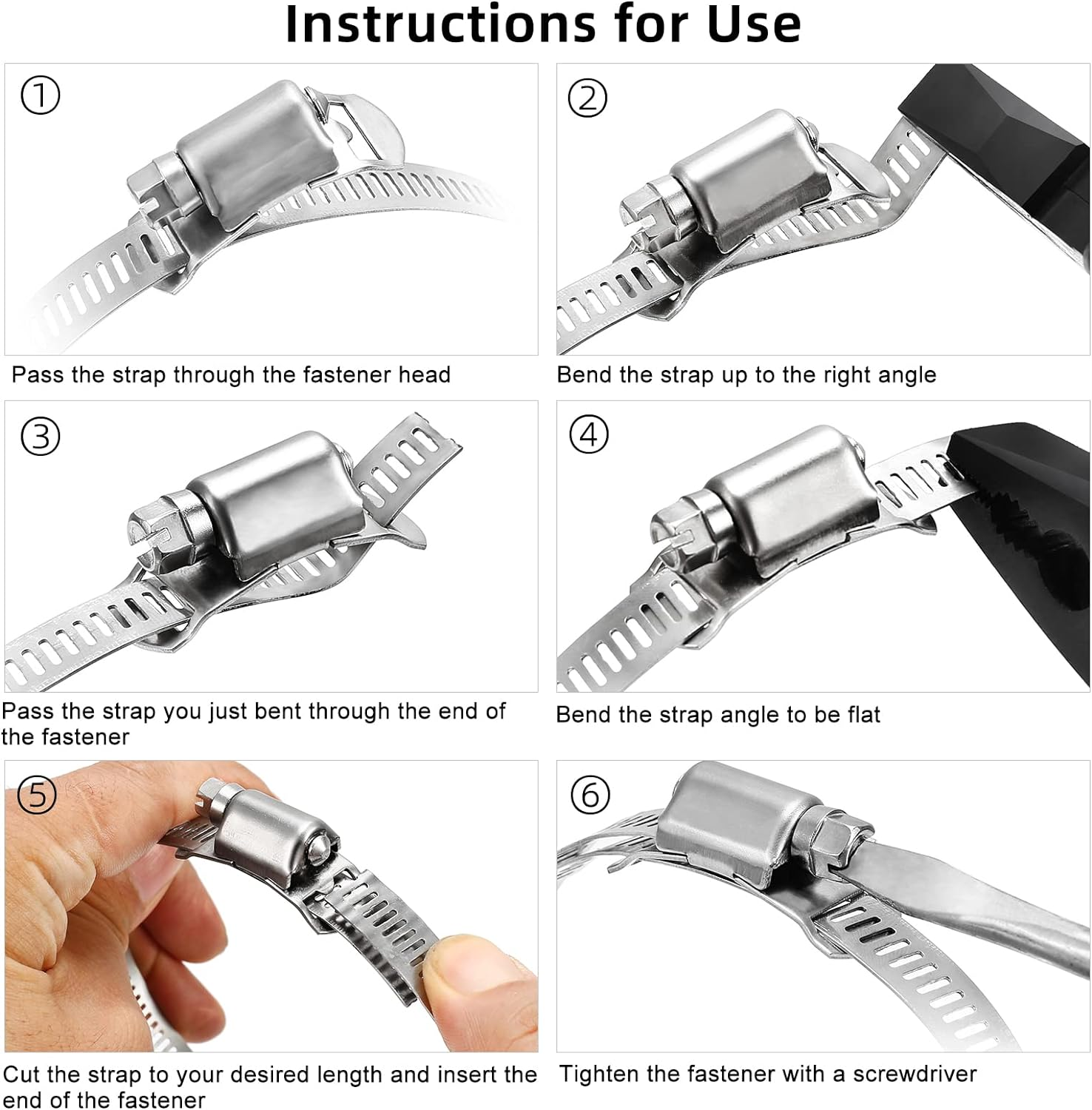 Hose Clamp, DIY 13 FT Metal Strapping with Holes + 8 Fasteners, Large Adjustable Worm Gear Hose Clamps Stainless Steel Pipe Clamps Band Clamp for Pipe Automotive Mechanical Applications image number 3