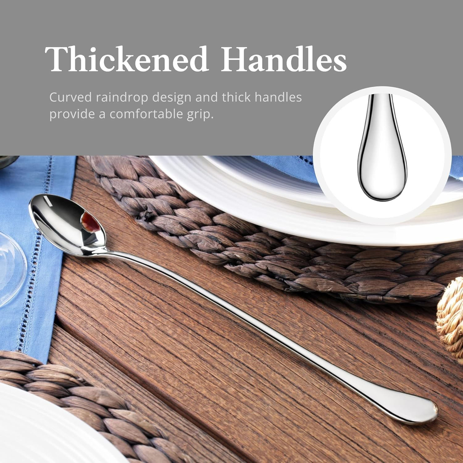 Long-Handled Ice Tea Spoon, Cocktail Stir Spoons, Stainless Steel Coffee Spoons, Ice Cream Scoop Set of 8 image number 6