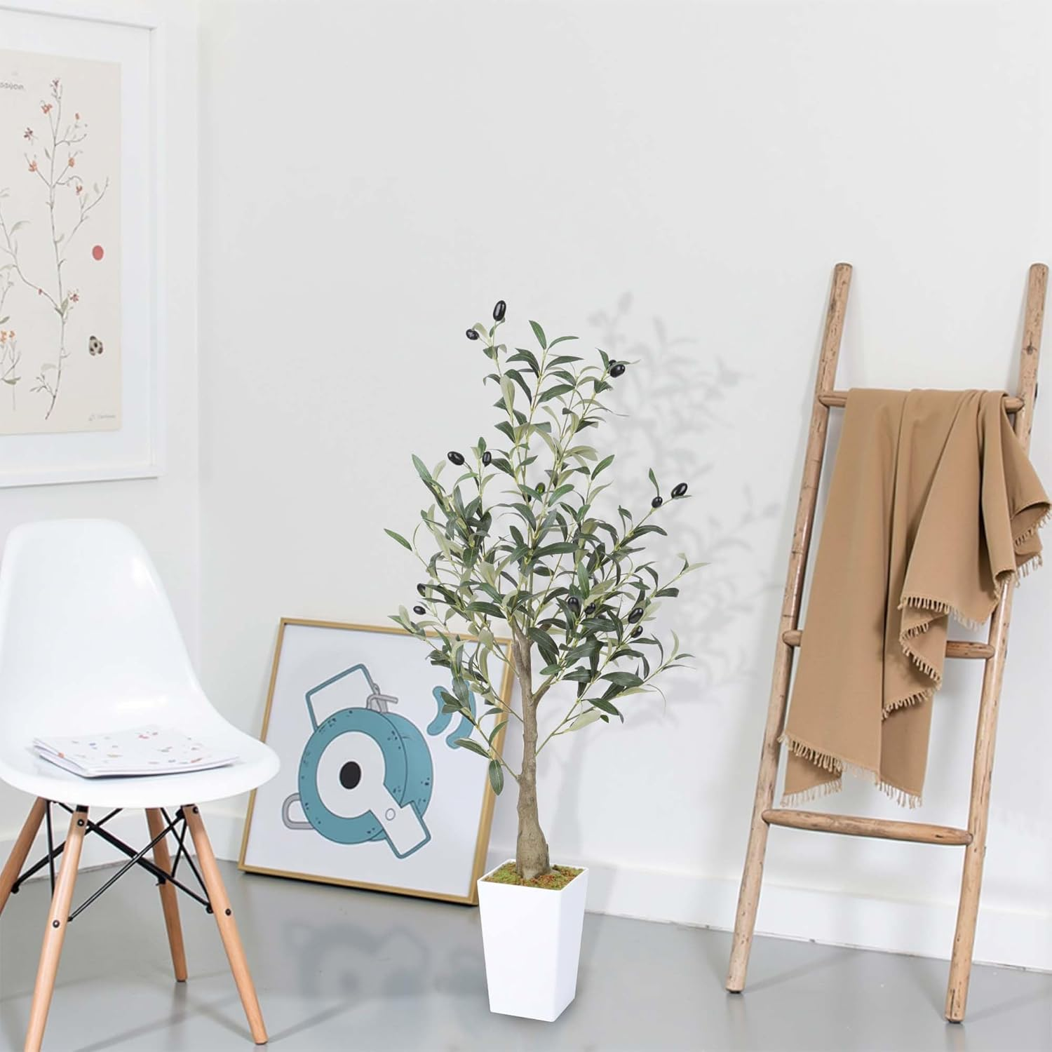 Artificial Olive Tree 95Cm/36Inche Faux Olive Tree Fake Olive Branch and Lifelike Fruits Potted Plants for Indoor Outdoor Home Offices Store Decor image number 1