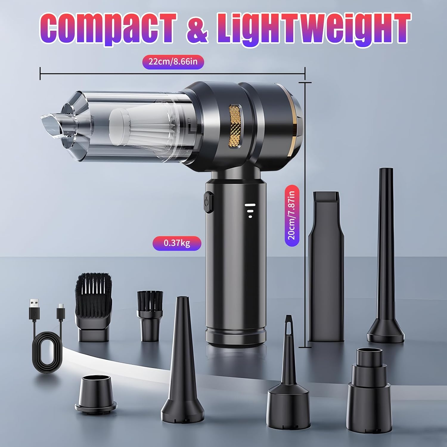 Handheld Vacuum Cleaner Cordless, 16000Pa Powerful Car Vacuum Cleaner, Rechargeable Portable Lightweight Mini Vacuum Cleaner for Home Car Carpet Stairs Pet Hair Deep Cleaning image number 4