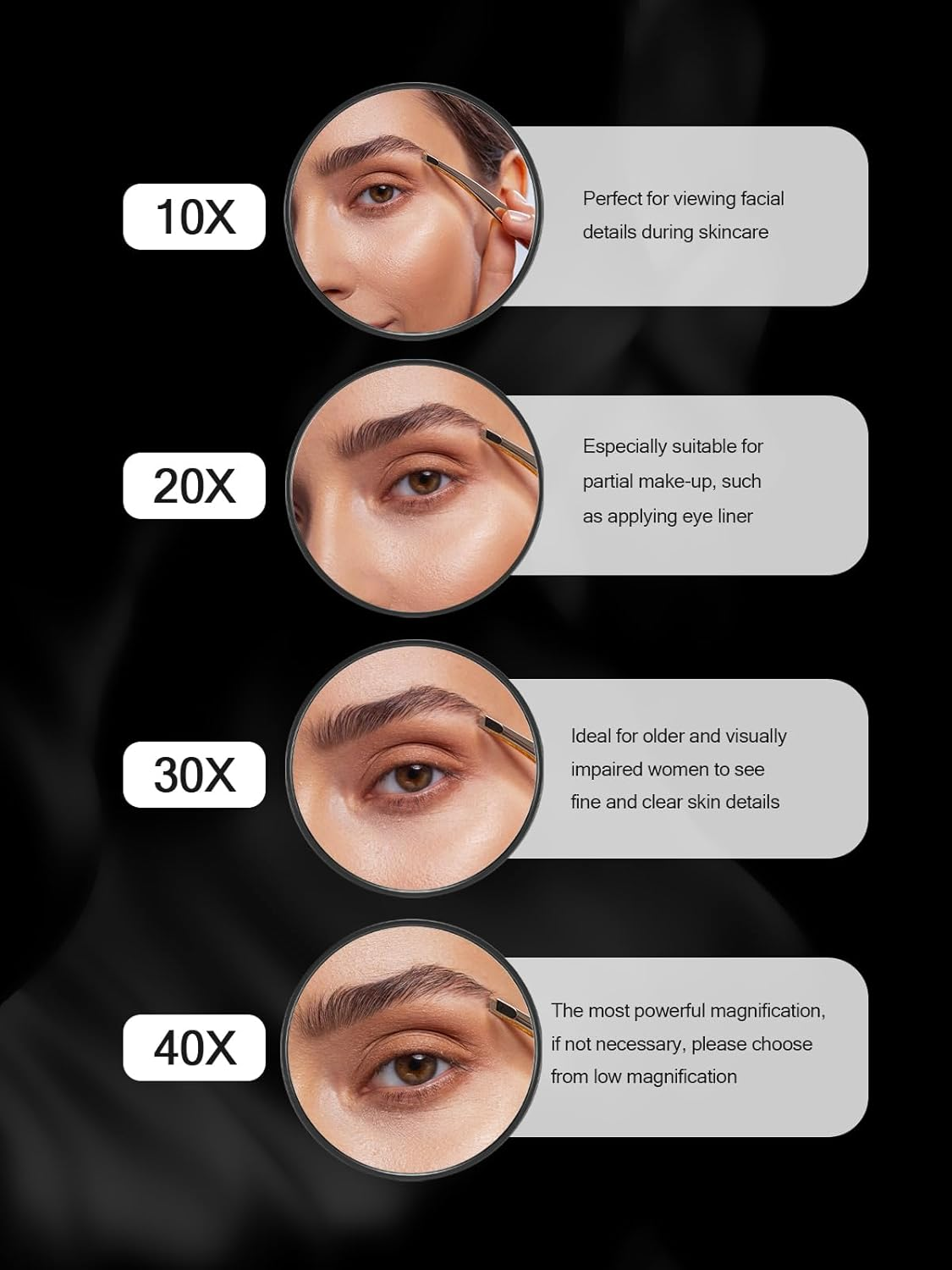 10X Magnifying Mirror with 2 Suction Cups, 3.5 Inches Magnified Makeup Mirror and Slant Tweezers,1Pcs image number 5