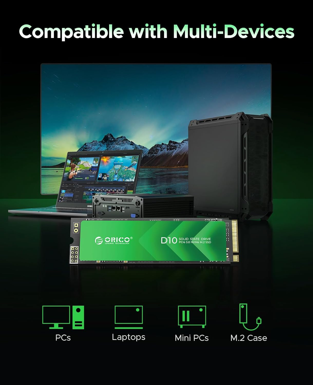 ORICO 128GB M.2 Nvme SSD, Pcie Gen3X4 2280 SSD - up to 1700Mb/S, Internal Solid State Drive with TLC NAND Flash, Compatible with Raspberry Pi 5 Desktop Laptop - D10 image number 4