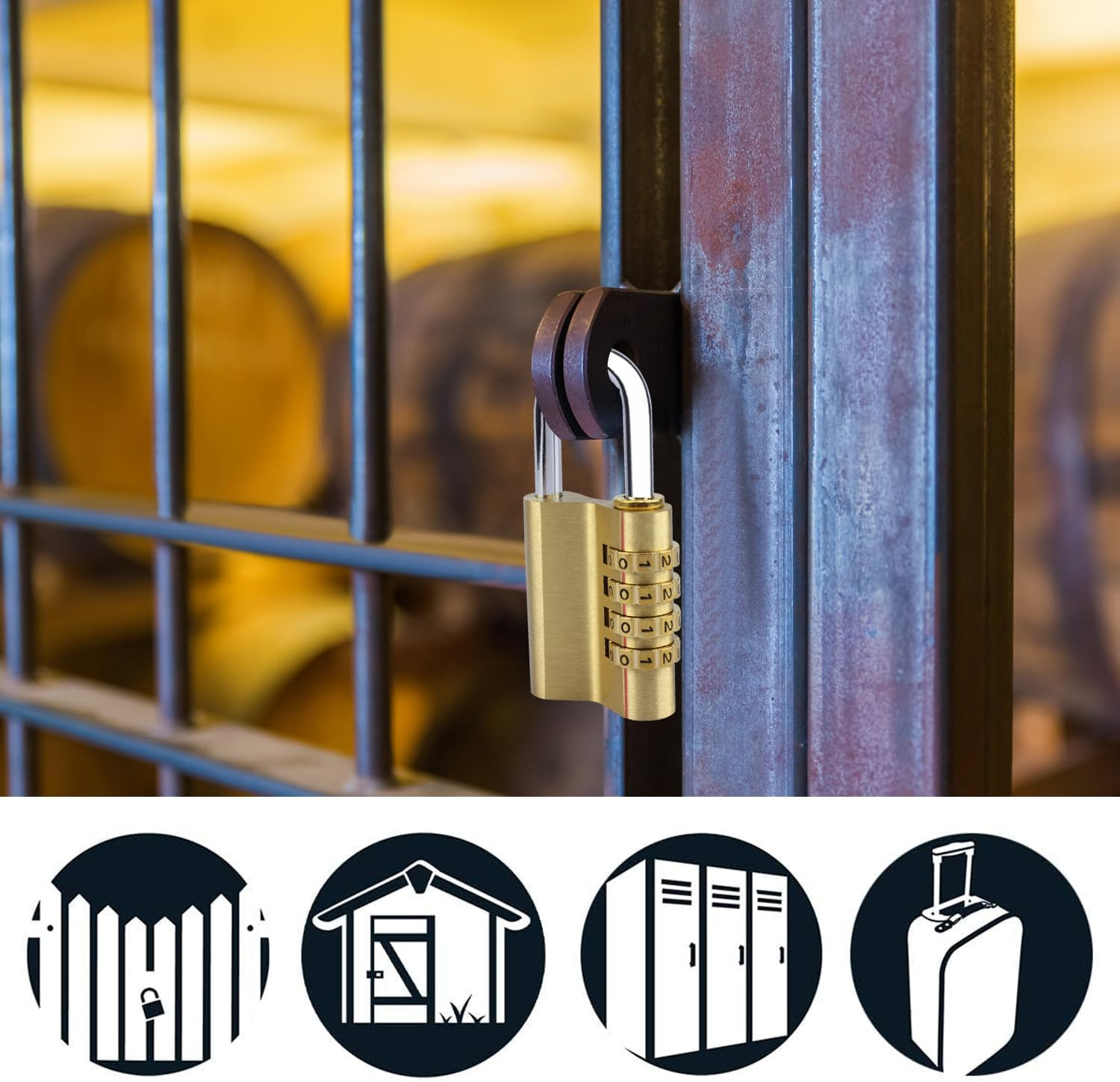 Padlock,1 Pack Combination Lock-Solid Brass Copper Security Padlocks Password Combination Code Lock for Gym Digital Locker Suitcase Drawer Lock Hardware by H Home-Amrt image number 4