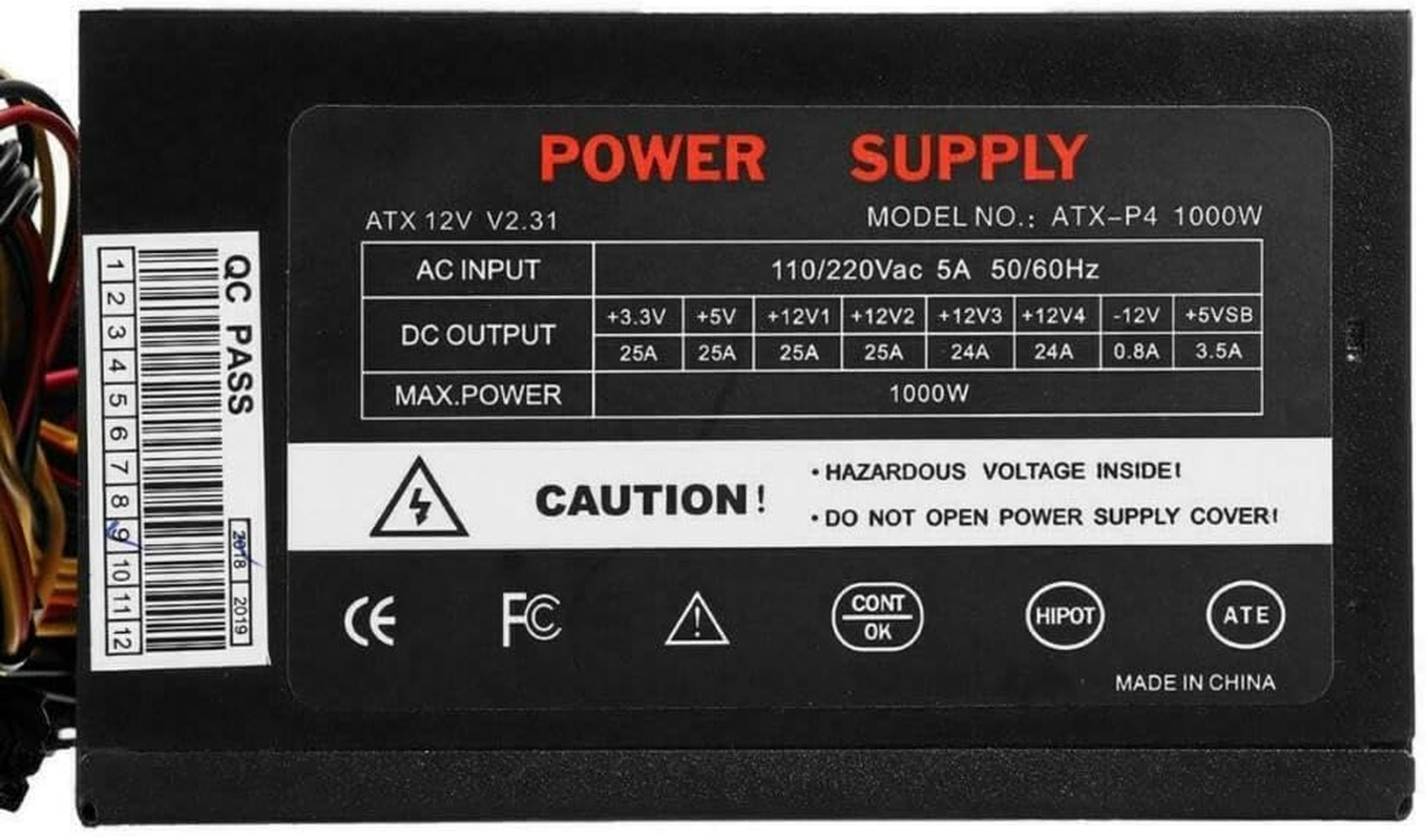 1000W Power Supply Computer Gaming PSU PFC ATX 24 Pin SATA for Intel AMD PC image number 6