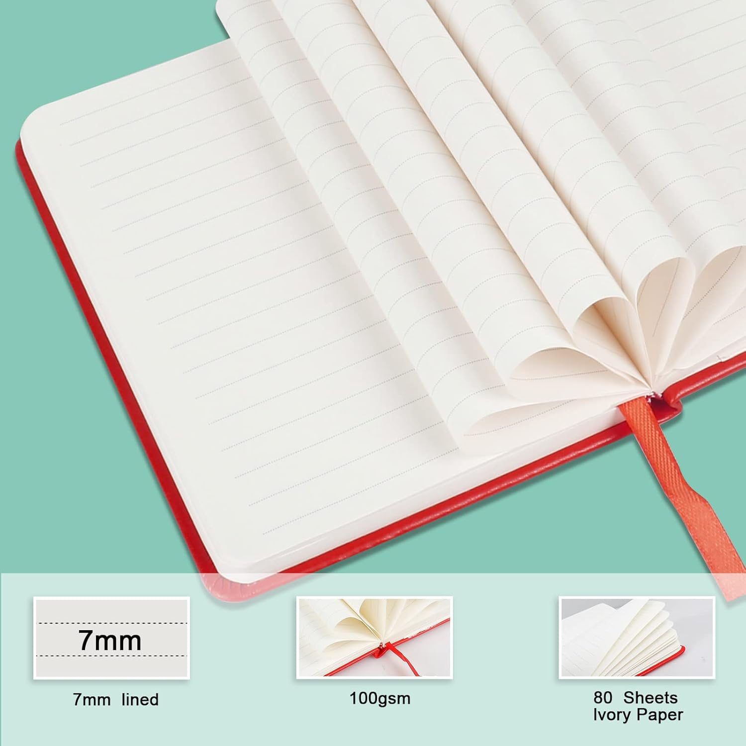 Lined Pocket Journal Notebook, 2 Pack, (Orange), 160 Pages, Small, 3.86 Inches X 5.51 Inches - 100 Gsm Thick Paper, Hardcover image number 5