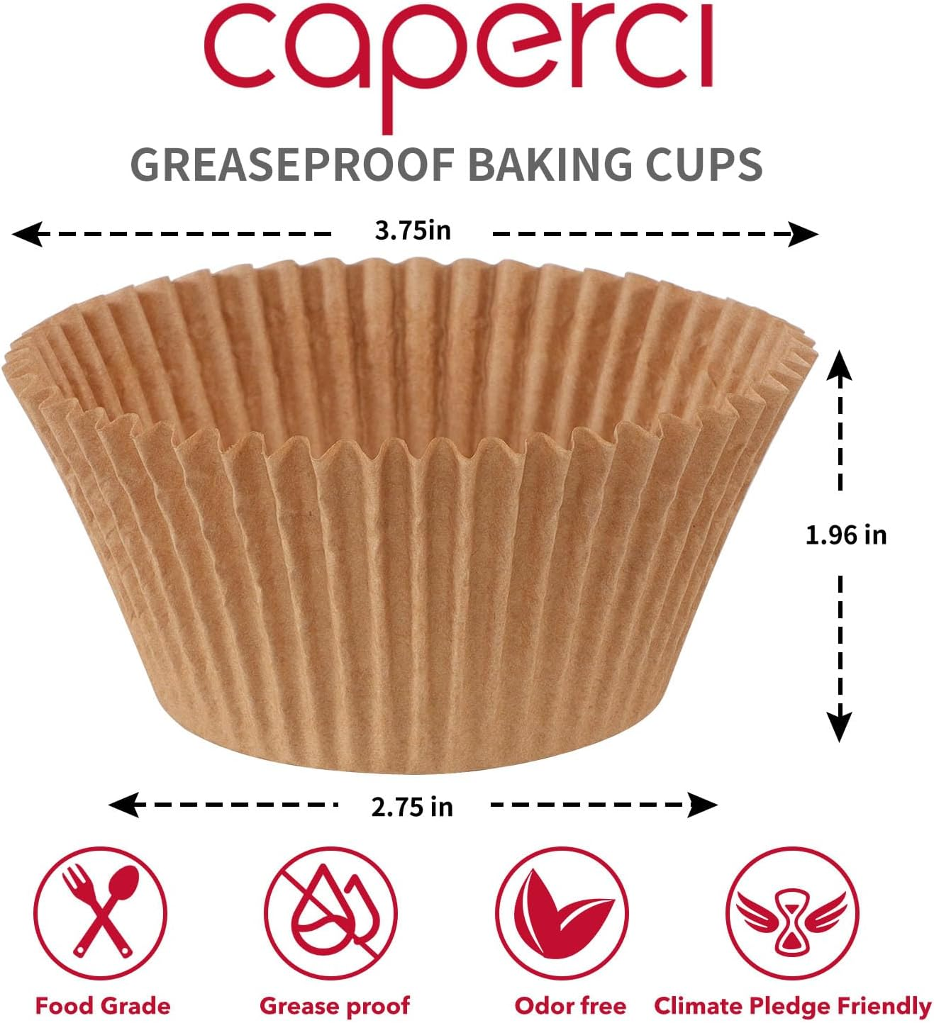 Caperci 150Pcs Jumbo Muffin Liners for Baking - Natural Large Cupcake Liners, Unbleached Greaseproof Paper, Cupcake Wrappers for Party, Wedding, Birthday, Christmas image number 4