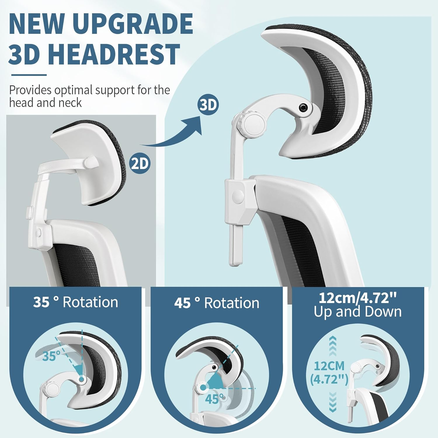 Felixking Ergonomic Office Chair, Headrest Desk Chair Office Chair with Adjustable Lumbar Support, Home Office Swivel Task Chair with High Back and Armrest (White) image number 1