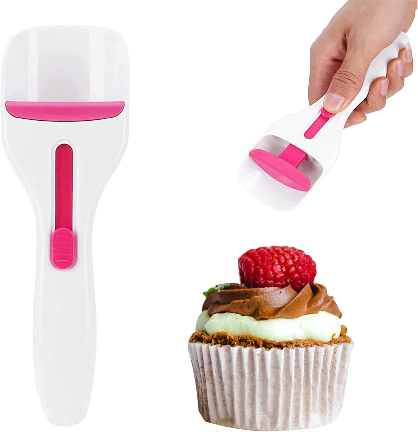 Cake Batter Distribution Scoop, Kitchen Flour Paste Dispenser Scoop DIY Cupcake Batter Scoop, One-Touch Sliding Button Dispenses Batter, Home Batter Dispenser Baking Tool, Dishwasher-Safe & Bpa-Free image number 3