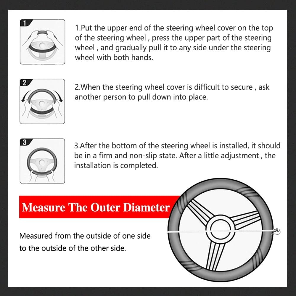 Car Steering Wheel Cover, Steering Wheel Cover for Men and Women, 15 Inch Microfiber Leather Auto Steering Wheel C Over, PU Leather Car Steering Wheel Cover Fit for Most Cars, Suvs, Trucks image number 1