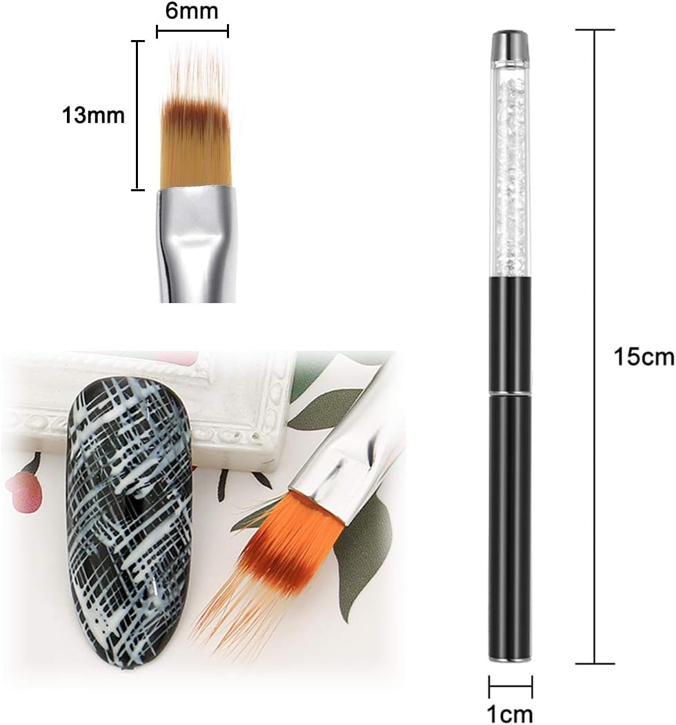 LWBTOSEE 5PCS Nail Ombre Brush Set for Gradient Colors, Rhinestones & Acrylic Drawing - Ideal for UV Gel Polish & Crystal Nail Art - Black And White image number 4