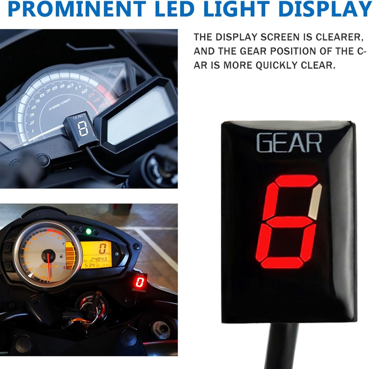 Gear Indicators, for CB300F CB 300 F 2015 2016 2017 2018 CB 300F Motorcycle Accessories1-6 Speed Gear Display Indicator Digital Meter (Size : Only Bracket-Green) image number 3