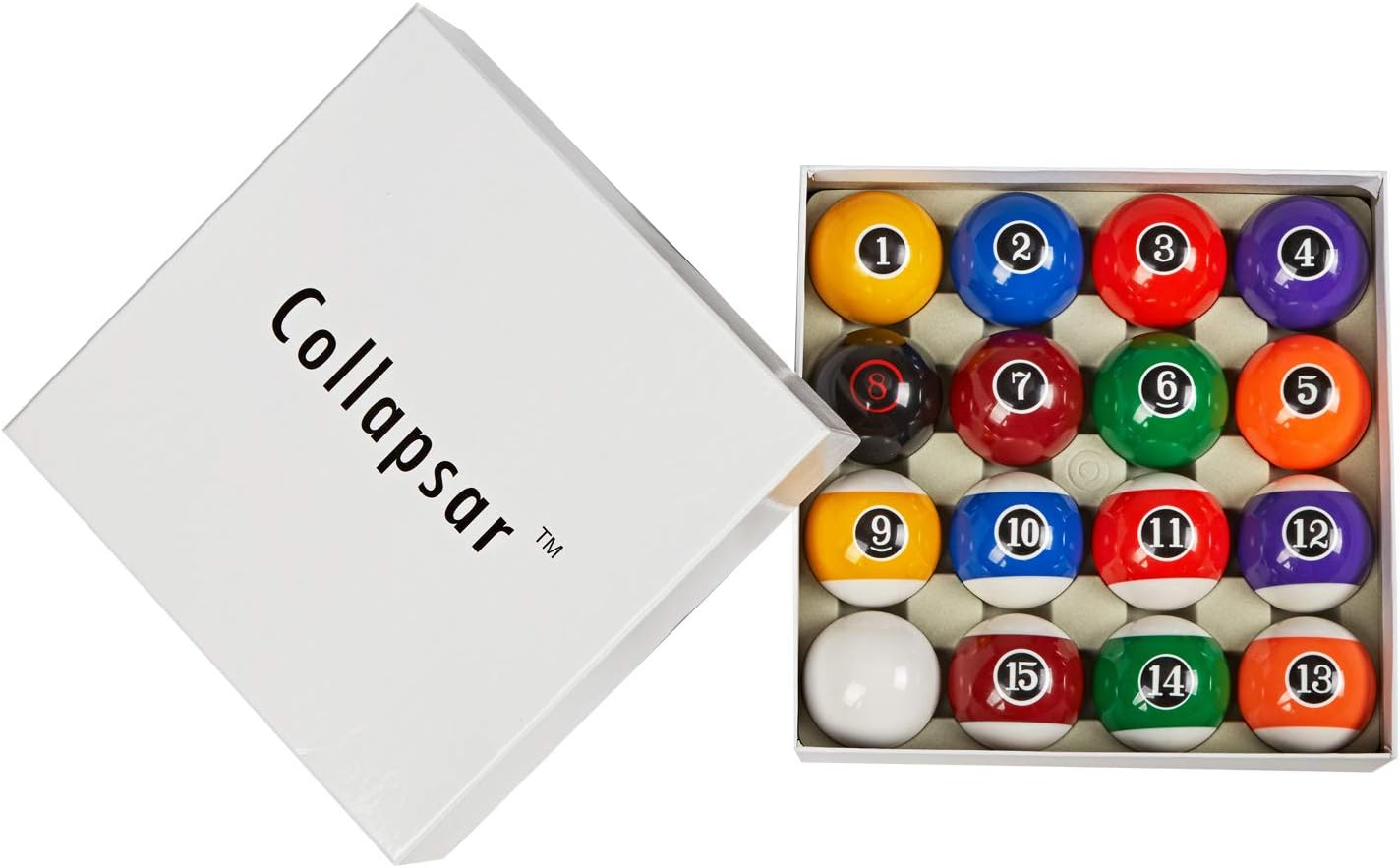 Collapsar Deluxe 2-1/4" Billiard Pool Balls Marble-Swirl Style Billiards Ball Complete 16 Ball Set (Several Style Available) image number 1