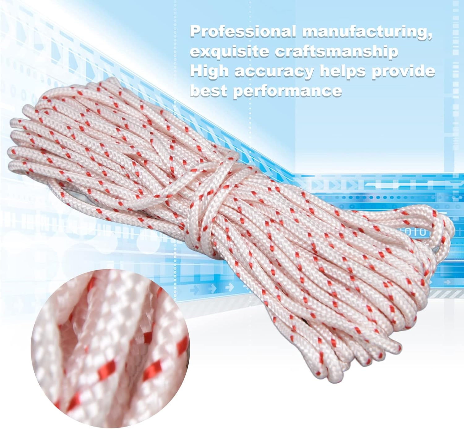 Lawn Mower Nylon Rope, Chain Saw Pull Cord Recoil Starter String Rope Replacement Edger Brush Cutter Engine Parts Cord Recoil for String Trimmer Edger Craftsmans 10 Meter(3.0Mm) image number 3