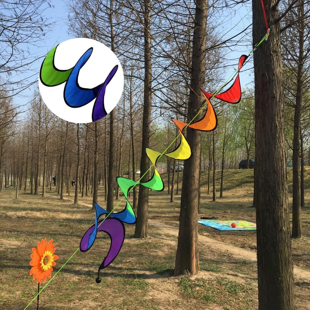 Wind Chime Spiral Rainbow, Garden Wind Chimes for Outdoor Hanging, Colourful, Wind Spiral Twister, Spiral Windmill Outdoor, Wind Spinner Garden Windmills Wind Chimes for Yard, Camping, image number 4