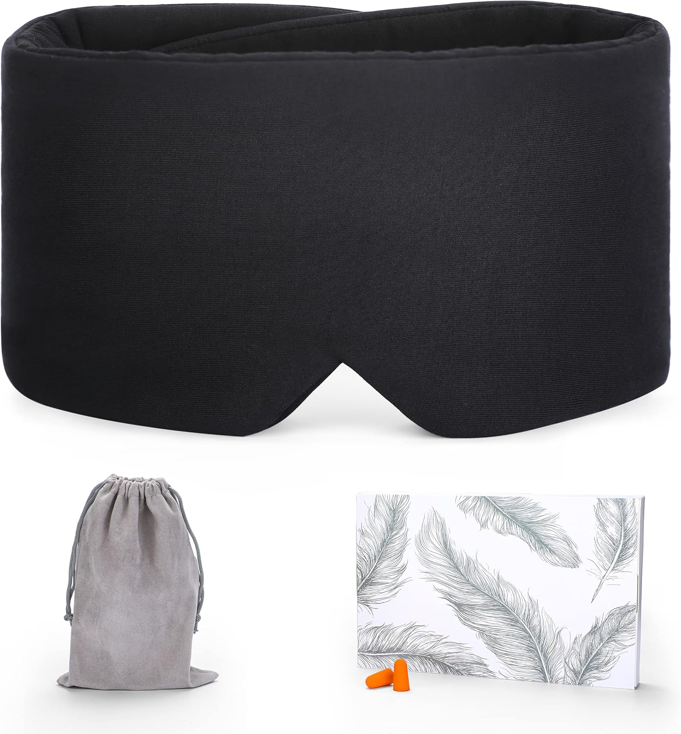 FRESHME Light Blocking Sleep Eye Mask - Comfortable and Breathable Sleeping for Women Men Adjustable Cotton Blindfold Travel Flight Rest (Black),1 image number 5