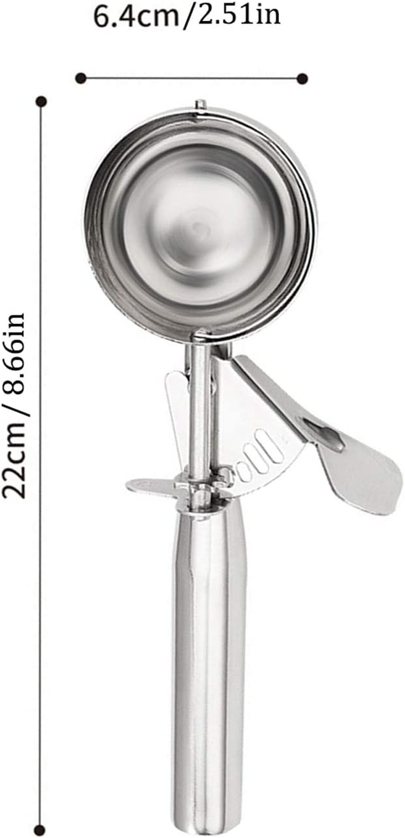 Cookie Scoop, Large Ice Cream Scoop with Trigger, Scoop Ice Cream Muffin Scoop Large Medium Small Ice Cream Scooper, 18/8 Stainless Steel Melon Meat Baller Potato Masher ( Solid Large), Gift Piping Bag image number 6