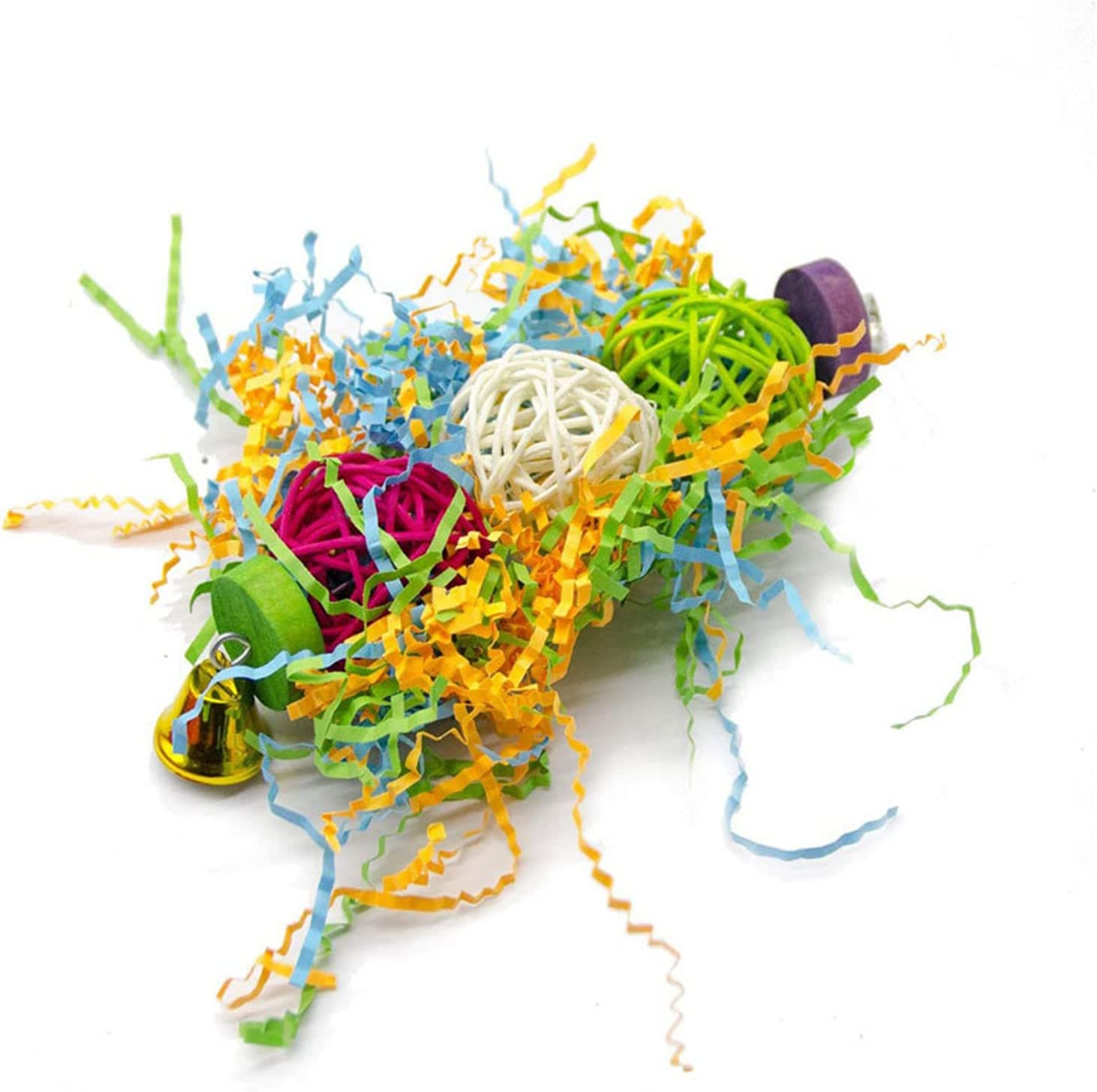 Bird Chewing and Foraging Shredder Toy - 3 PCS Colorful Hanging Toys for Parrots, Macaws, Parakeets, Cockatiel, Budgie, Finches and Lovebirds - Pet Bird Cage Accessories image number 5