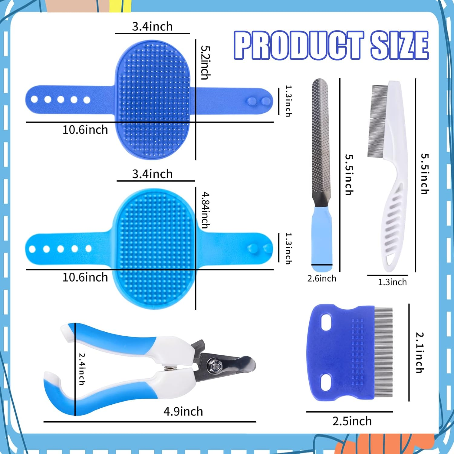 6-Piece Small Animal Grooming Set with Hair Remover, Nail Clipper, Flea Comb, Shampoo Brush for Rabbit, Hamster, Guinea Pig image number 2
