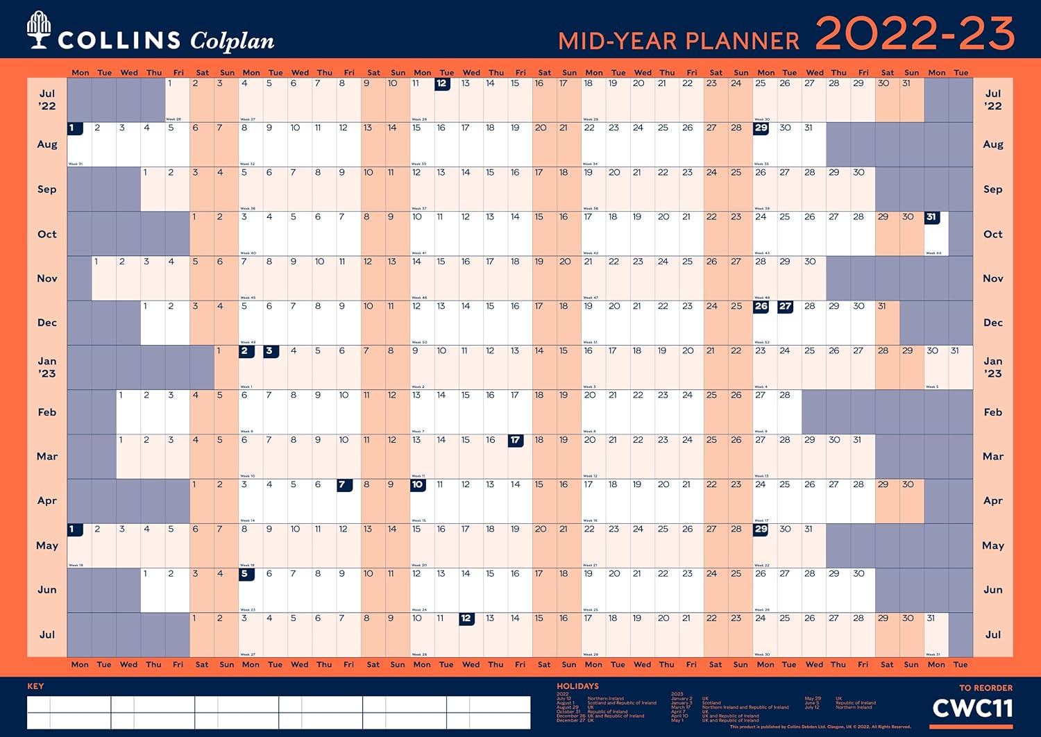 Collins Calendar, Orange, A4 (297 X 210) image number 1