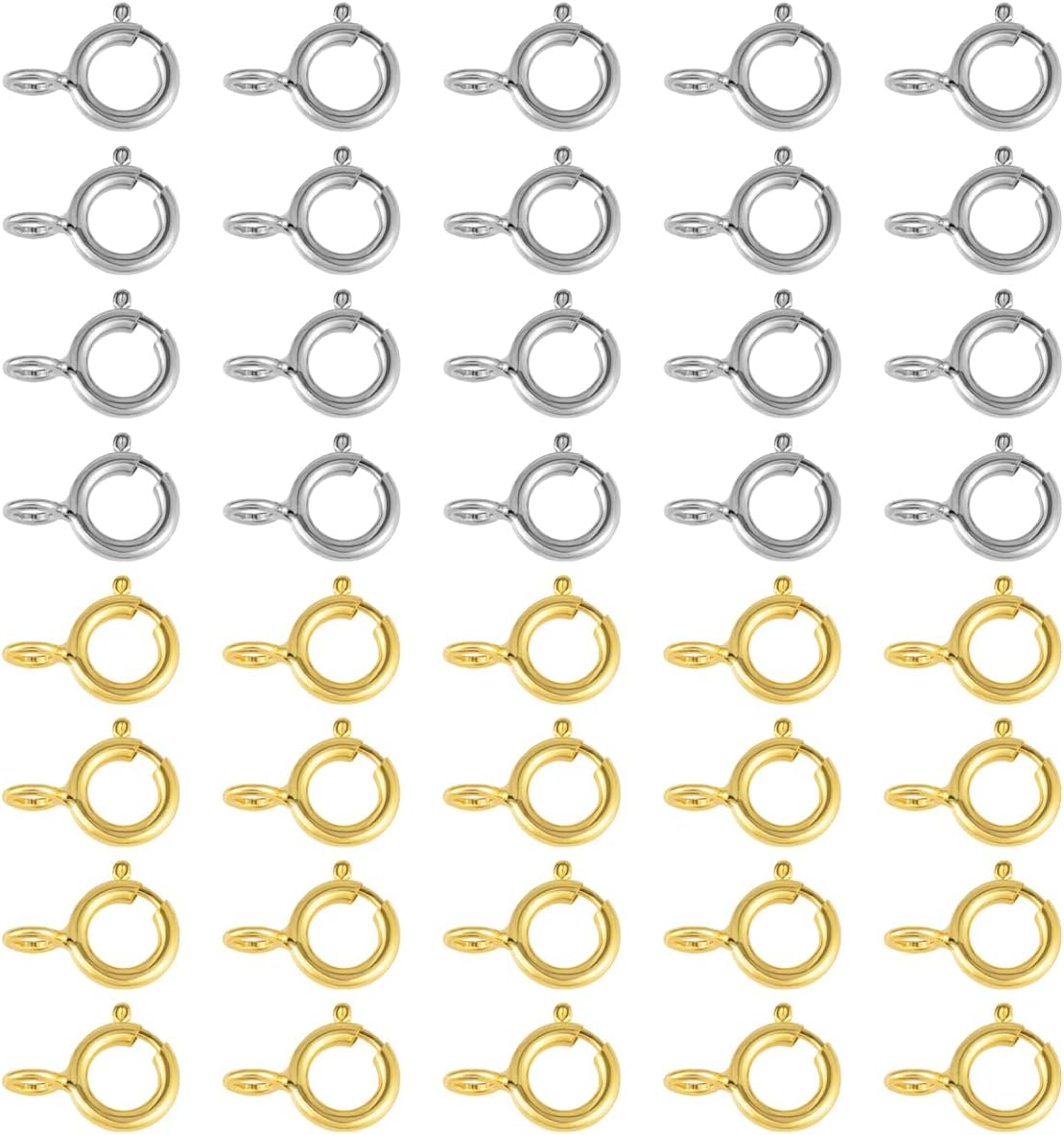 Spring Ring Clasp, 40 Pcs Open Ring Jewelry Spring Clasps for Jewelry Making (9 * 6MM) image number 6