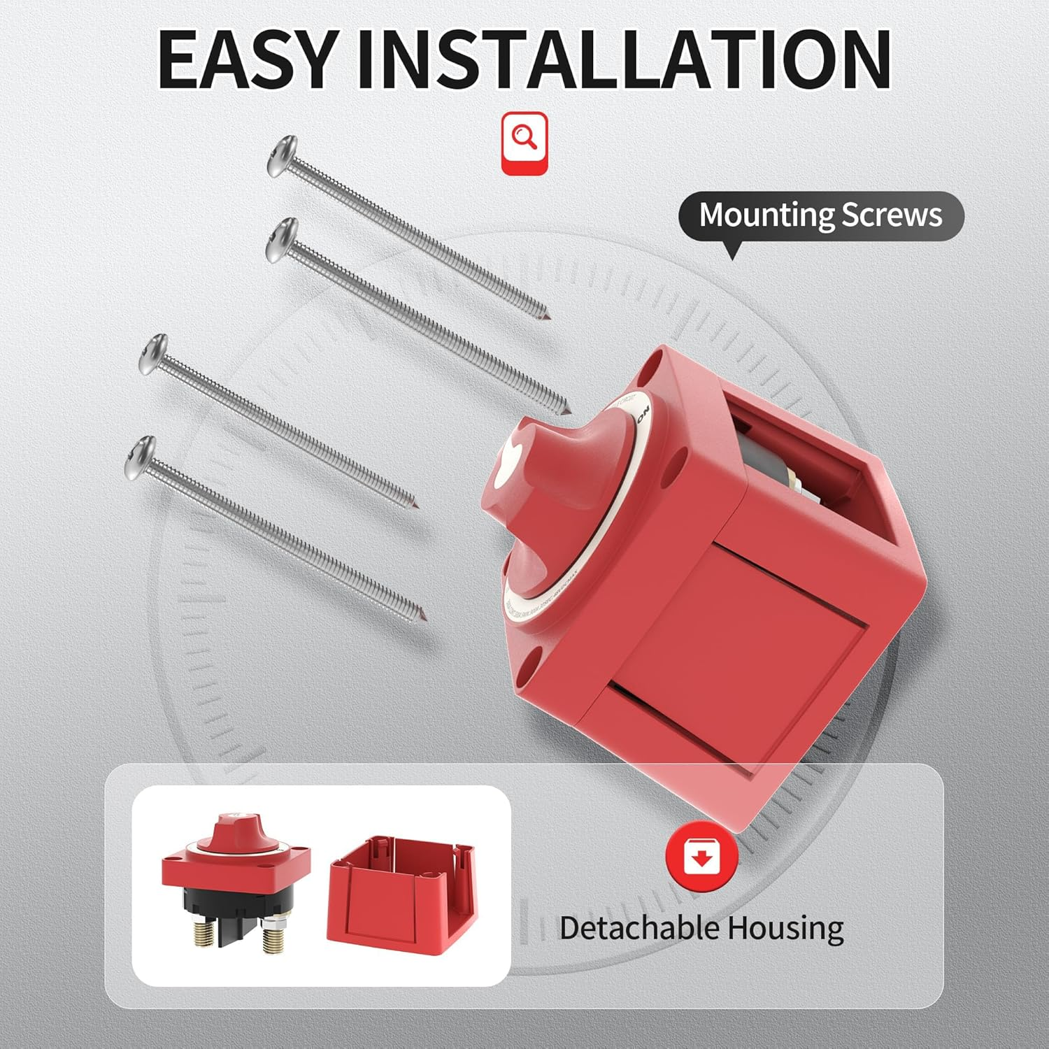 Boat Battery Disconnect Switch Waterproof 12V 48V Battery Shut off Switch On/Off 300A Heavy Duty & Ignition Protected Power Kill Switch for Marine Car RV Truck image number 5