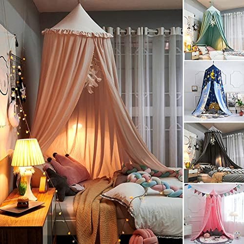 Dome Kids Teepee Tent, Washable Colorful Reading Tent Fashion Bed Canopy Punch-Free Breathable Bed Curtain Multipurpose Children Play Tent for Home/699 (Size : Ruffled Beige Pink) image number 6