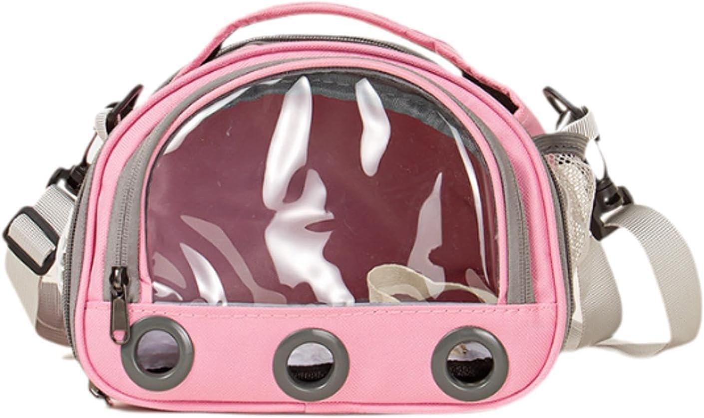 Hamster Travel Carrier Bag Guinea Pig Carrier Bag Travel Small Animals Chinchilla Outgoing Carrier Cage Carrying Shoulder Bag, Pink, S (Pink,L) image number 5