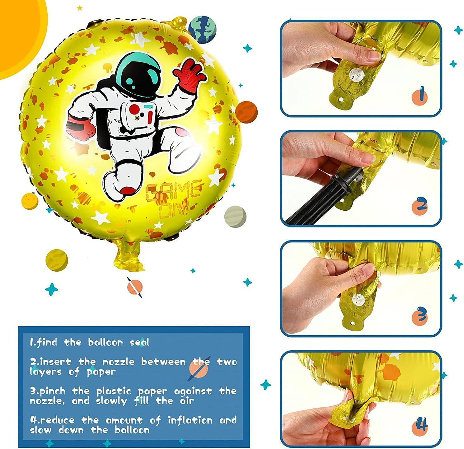 Outer Space Balloons 6 PCS, Outer Space Birthday Decorations and Supplies for Kids Planet Space Theme Party Birthday Party image number 5