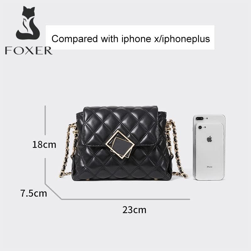 Leather Ladies Shoulder Bag, Leather Large Capacity Mobile Phone Bag, Fashion Messenger Bag Chain Bag, Black, 23*7.5*18Cm