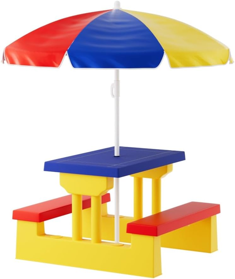 Keezi Kids Outdoor Table and Chairs Set Picnic Bench Umbrella Children Indoor image number 4