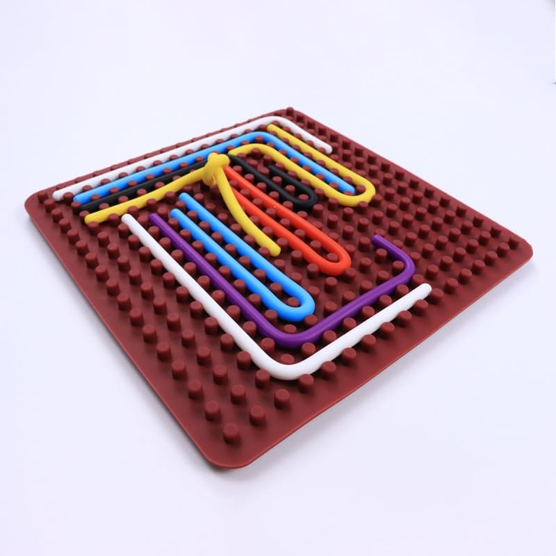 Silicone Sensory Activity Board,Double Side Calm down Fidget Toy, Activities for Travel,Silent No Mess,Anxiety Relief Stress,Portable with Travel Bag and 11 Silicone Stick (Reddish-Brown) - Orange image number 2