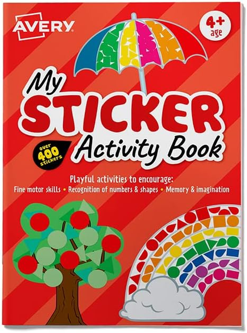Avery Kids Sticker Activity Book, Ages 4+, Red, over 400 Stickers (620003) image number 2