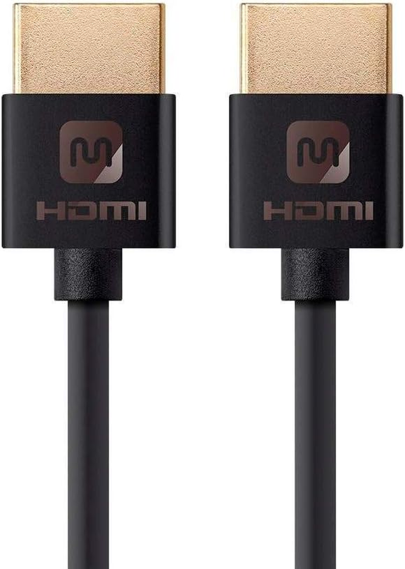 Monoprice HDMI High Speed Cable - 1 Feet - Black, 4K@60Hz, HDR, 18Gbps, 36AWG, YUV 4:4:4 - Ultra Slim Series