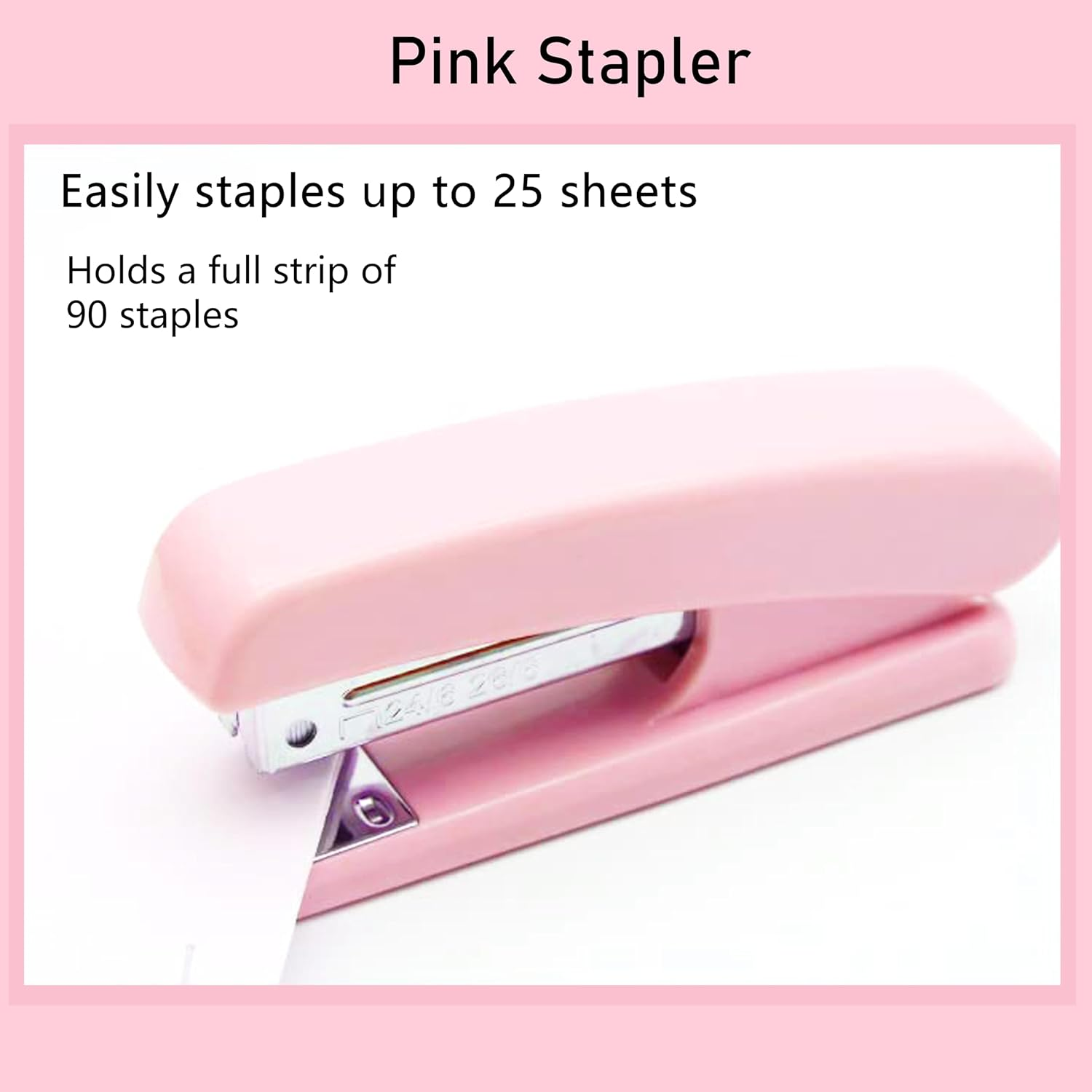 Pink Stapler, Desktop Stapler, 25 Sheet Capacity, Includes 1000 Staples and Staple Remover image number 1