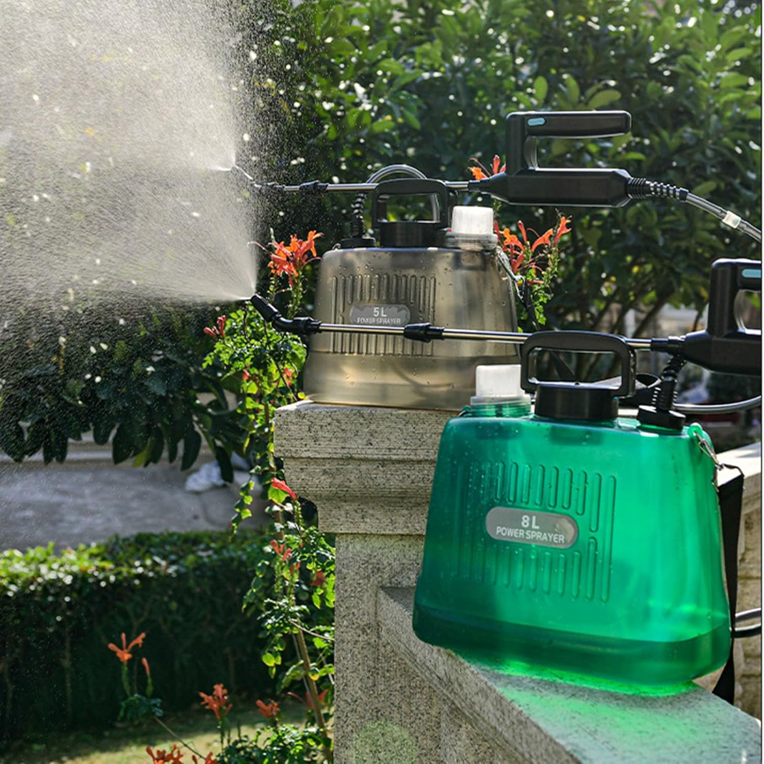 2.1 Gallon Battery Powered Sprayer, USB Rechargeable Electric with 4 Mist Nozzles, Portable Garden Sprayer for Lawn, Cleaning Car (Green) image number 4