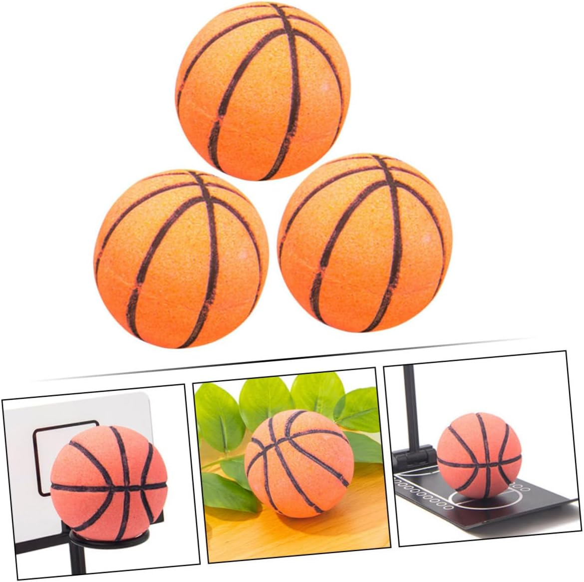 3Pcs Natural Sea Salt Bath Balls Basketball Bath Bomb for Boys and Girls image number 1