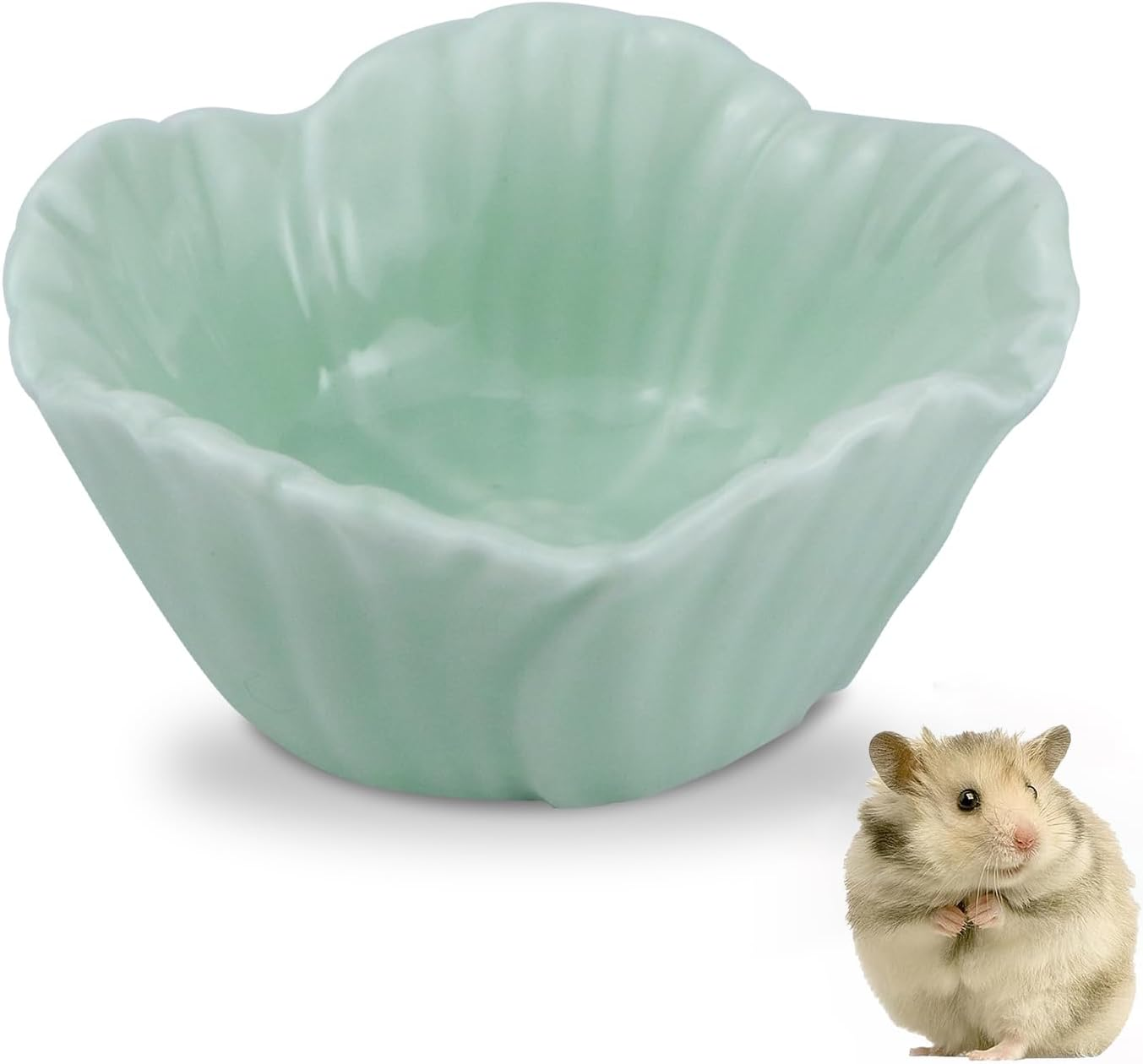 Small Ceramic Hamster Bowl, Easy to Clean anti Flipping Hamsters Food and Water Bowl, Small Animal Bowls for Dwarf Hamster, Parrots (Yellow+Green, S,2Pcs)