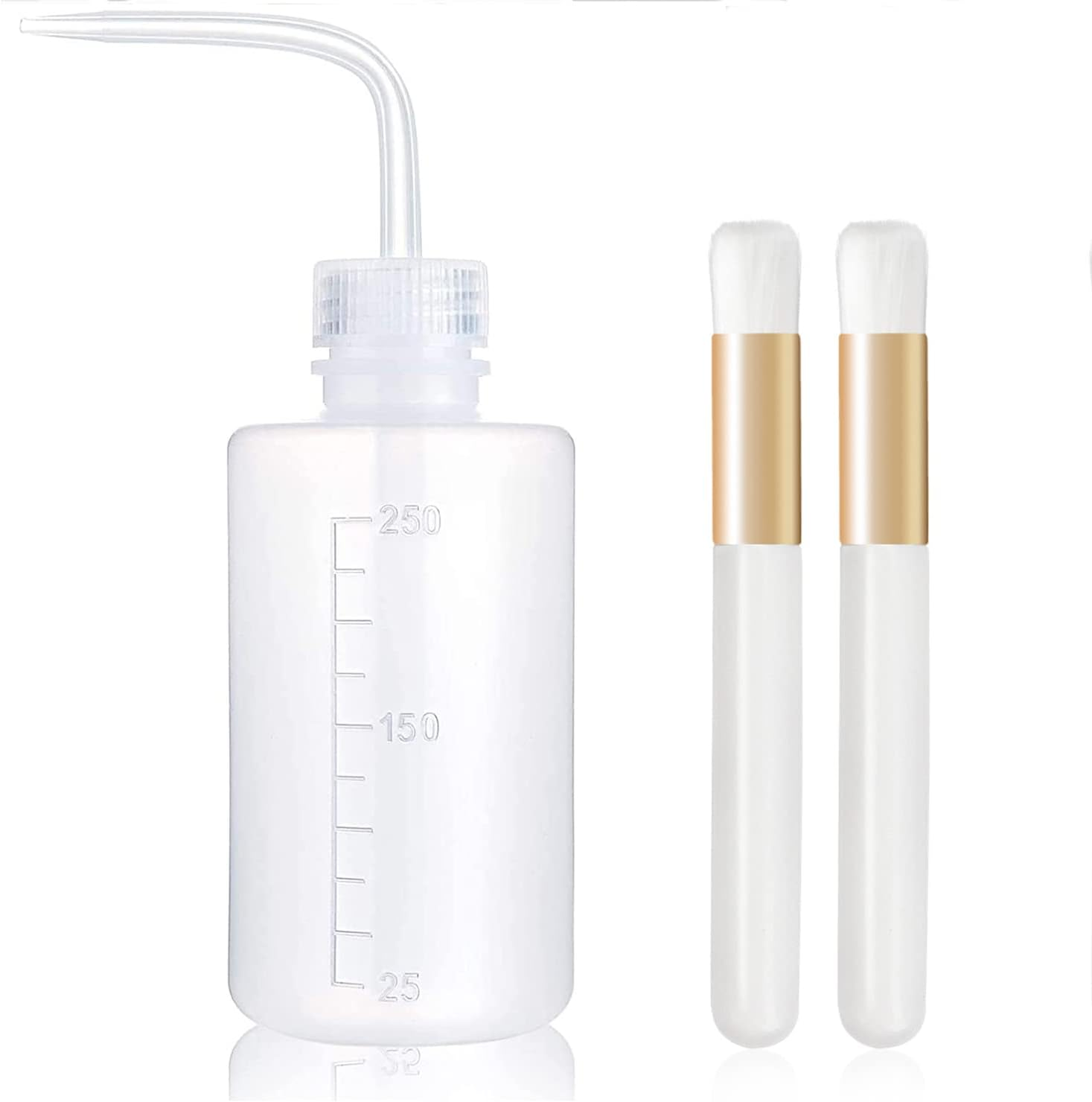 1Pcs 250 ML Plastic Satety Lash Cleaning Tatoo Wash Bottles 2PCS Nose Blackhead Facial Cleaning Shampoobrush for Eyelash Extension Supplies (White Bottle+Cleaning Brush)