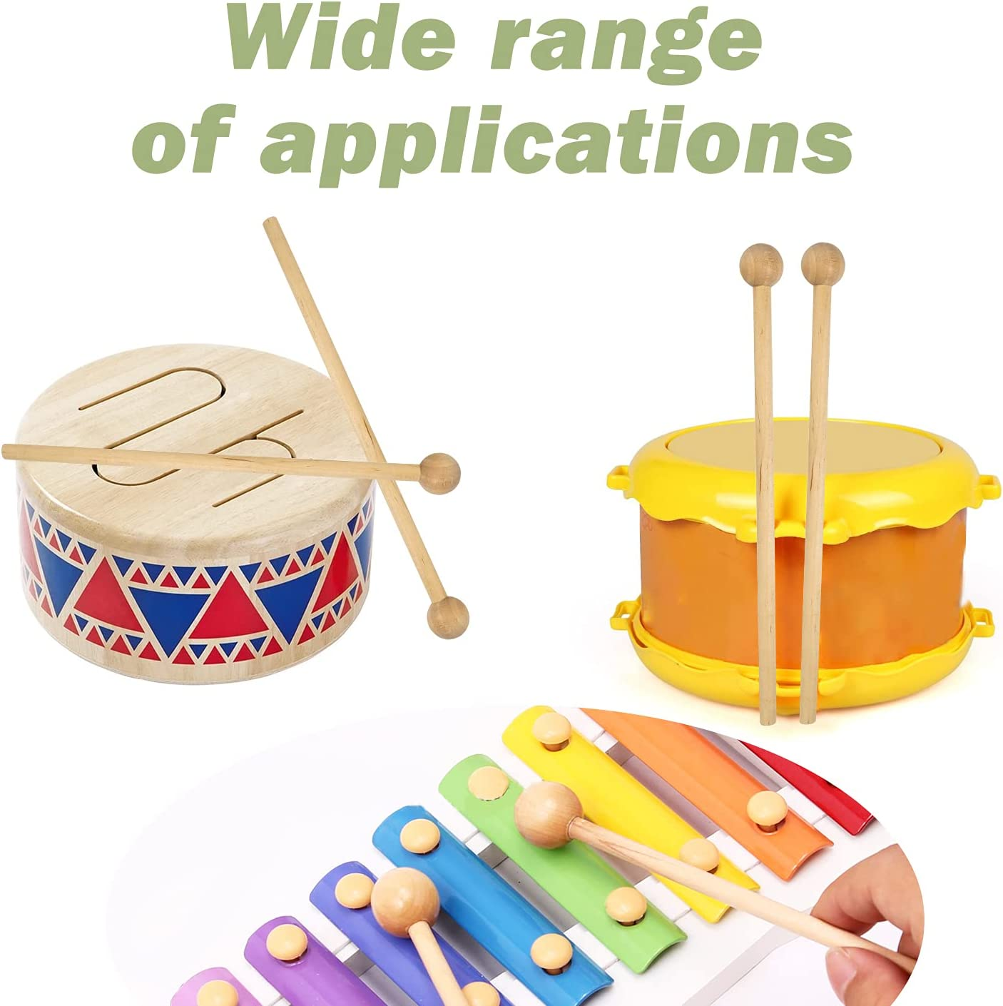 Wood Mallets Percussion Sticks Valuehall 2 Pairs Drum Mallet Sticks 8.46 Inches Percussion Mallets Xylophone Mallet for Energy Chime Wood Block Bell Percussion Instrument V14A03 image number 6