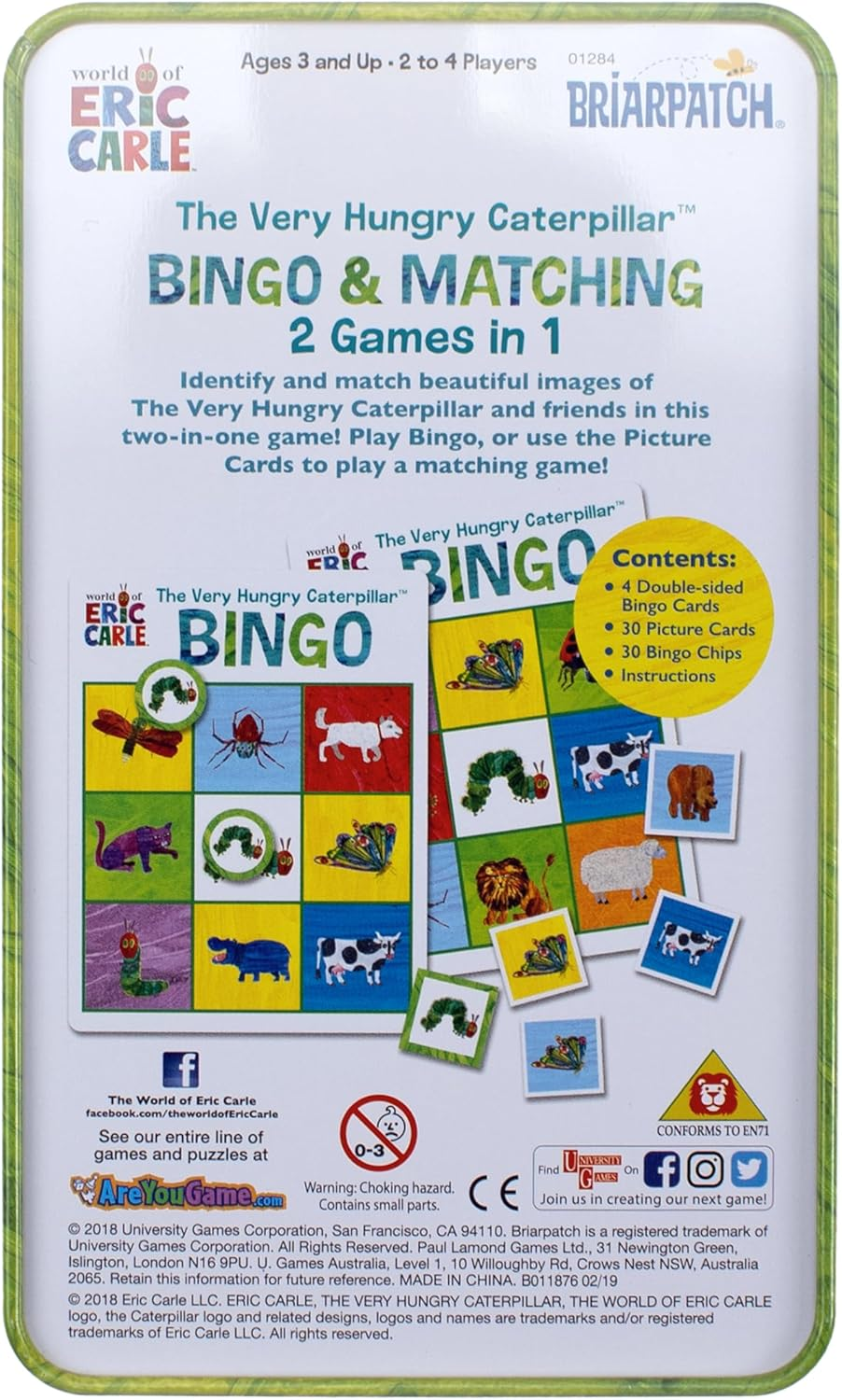 University Games Eric Carle'S Very Hungry Caterpillar Bingo and Matching Tin Card Game image number 4