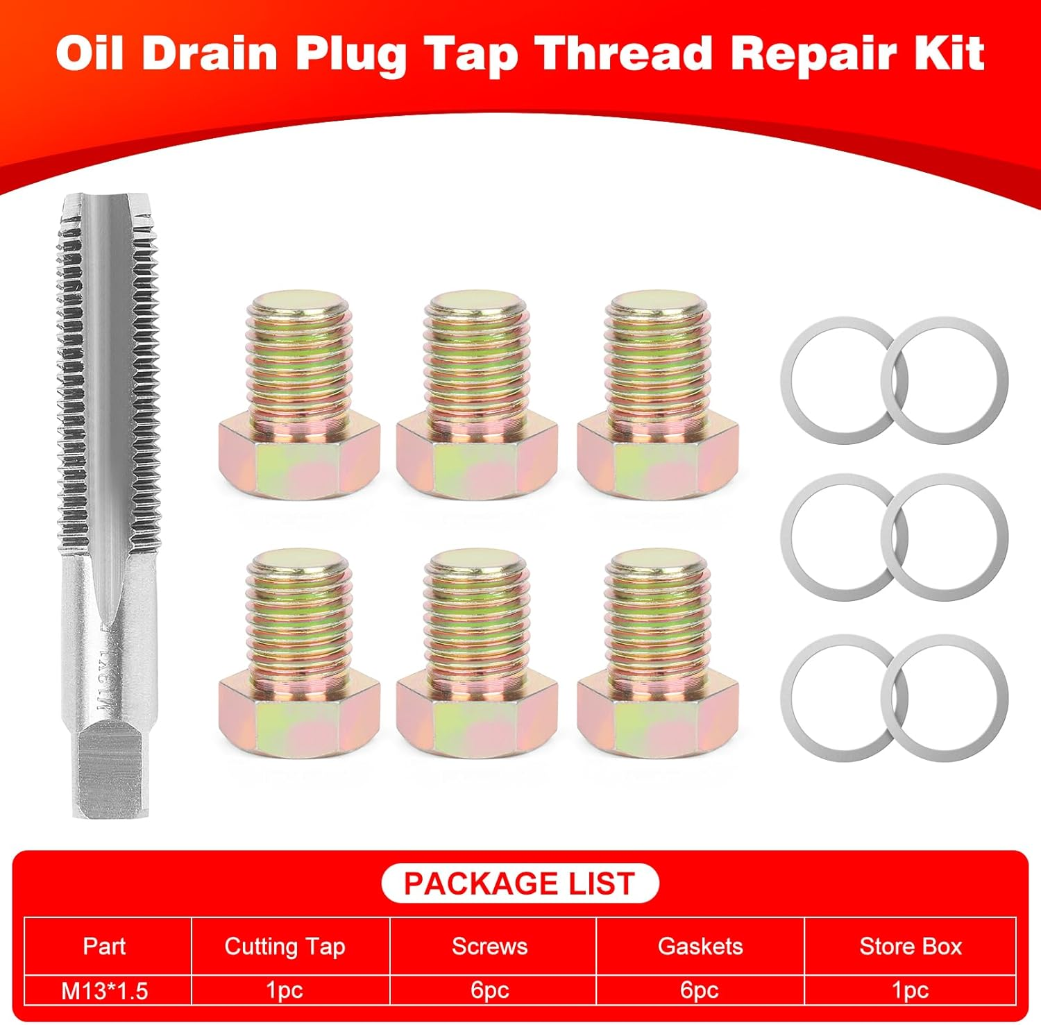 Oil Drain Plug Tap Thread Repair Kit M13 X 1.5MM Oil Pan Screws Rethread Tool Oil Drain Plug Thread Repair Tool Kit image number 4